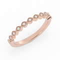 18K Rose Gold Round Half Shank Eyelet Milgrain Lab Grown Diamond Wedding Band