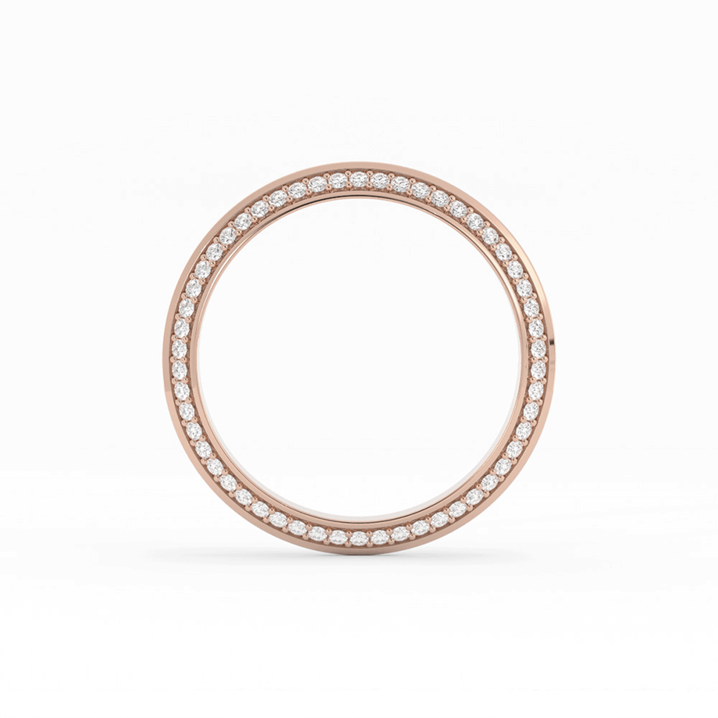 18K Rose Gold Round Double Knife Edge Lab Grown Diamond Wedding Band