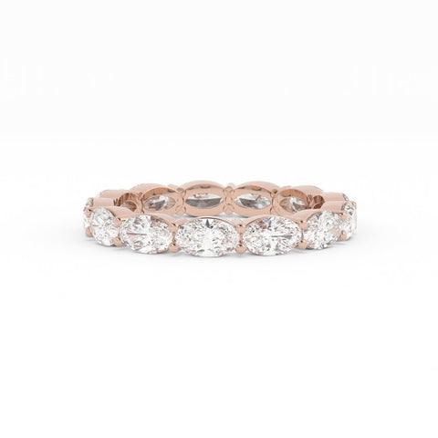 18K Rose Gold Natural Diamond Oval Eternity 2.67mm Wedding Band