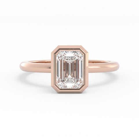 1.0ct Moissanite Emerald North South Solitaire 18K Rose Gold Engagement Ring