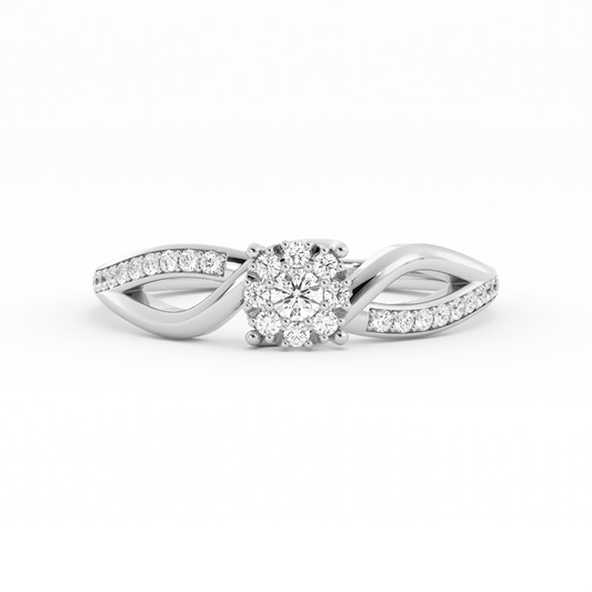 Lab Grown Diamond Split Halo 18K White Gold Engagement Ring