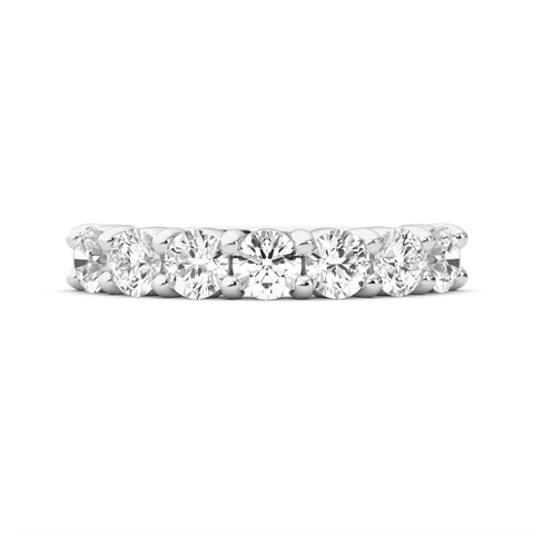 18K White Gold 7 Stone Quarter Shank Lab Grown Diamond Wedding Band