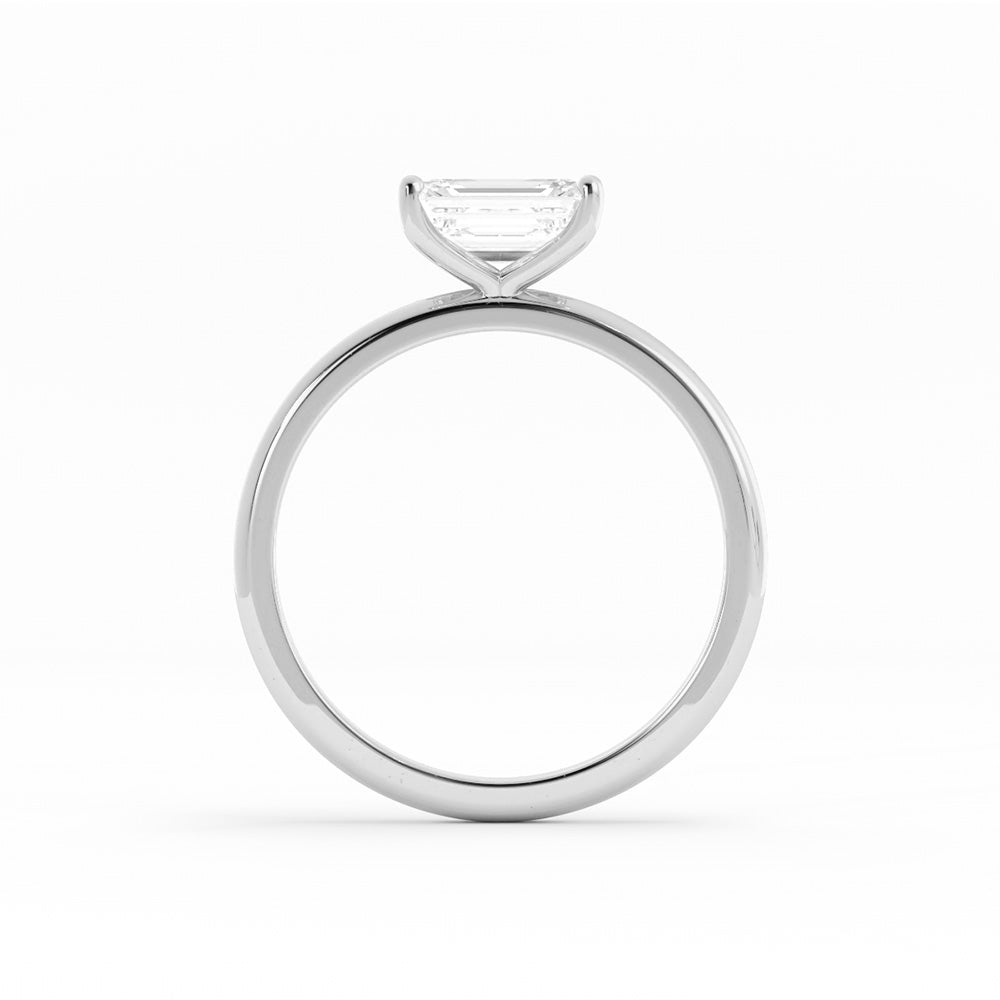 1.0ct Moissanite Emerald East West 18K White Gold Engagement Ring