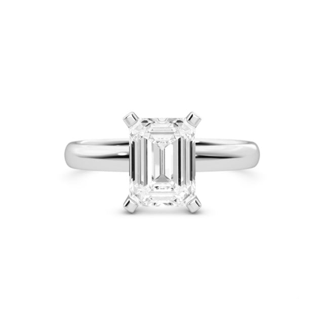 1.67ct Moissanite Emerald Solitaire 18K White Gold Engagement Ring