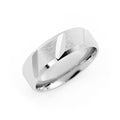 18K White Gold Satin Flat with Diagonal Cut 6mm Wedding Band