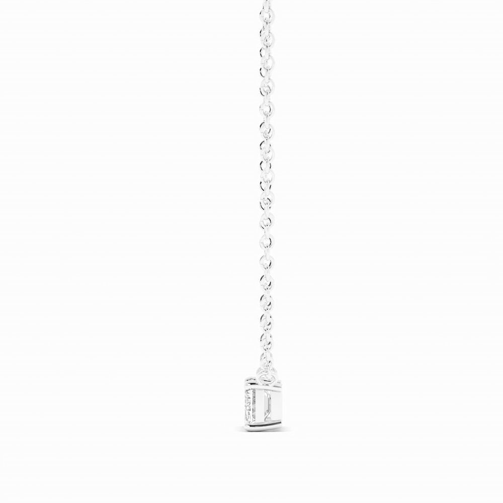 0.5ct Lab Grown Diamond Petite Emerald Cut Solitaire 18K White Gold Necklace