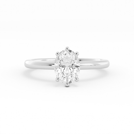 1.25ct Moissanite Oval Solitaire 18K White Gold Engagement Ring