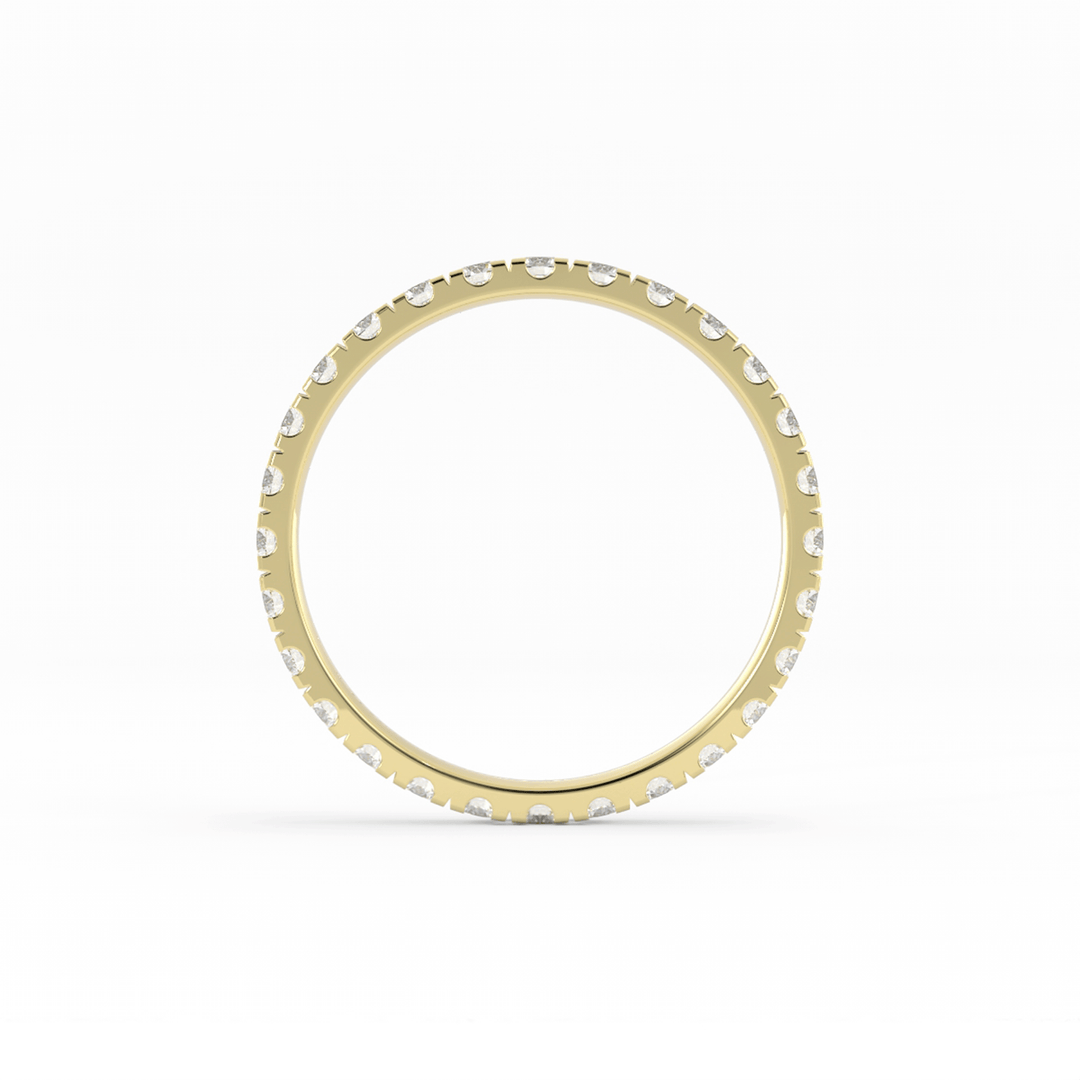 18K Yellow Gold Round Eternity Lab Grown Diamond Wedding Band