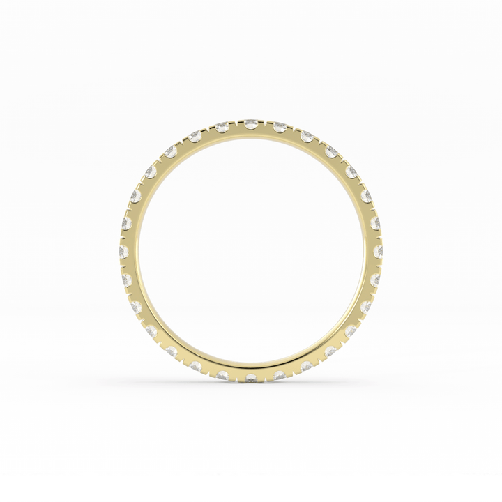 18K Yellow Gold Round Eternity Lab Grown Diamond Wedding Band