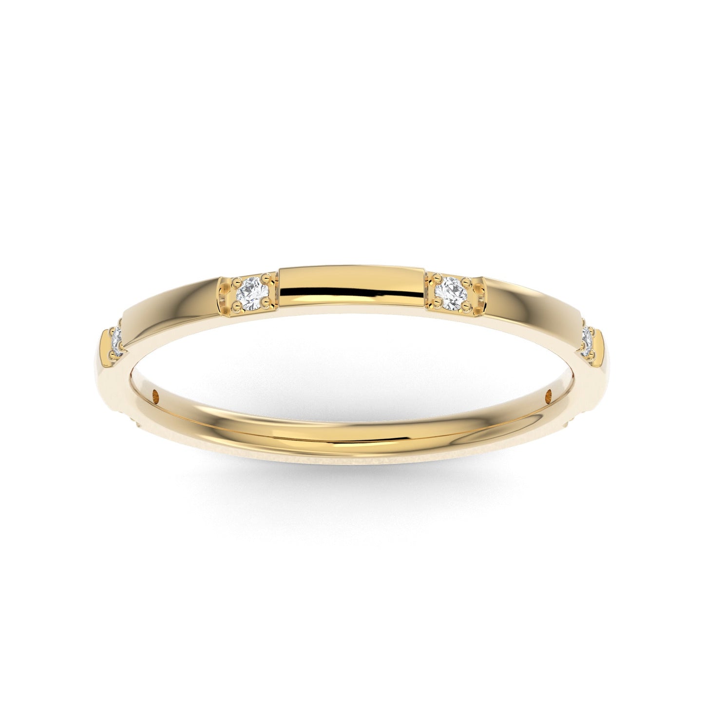 18K Yellow Gold Six Spaced Stone Lab Grown Diamond Wedding Band