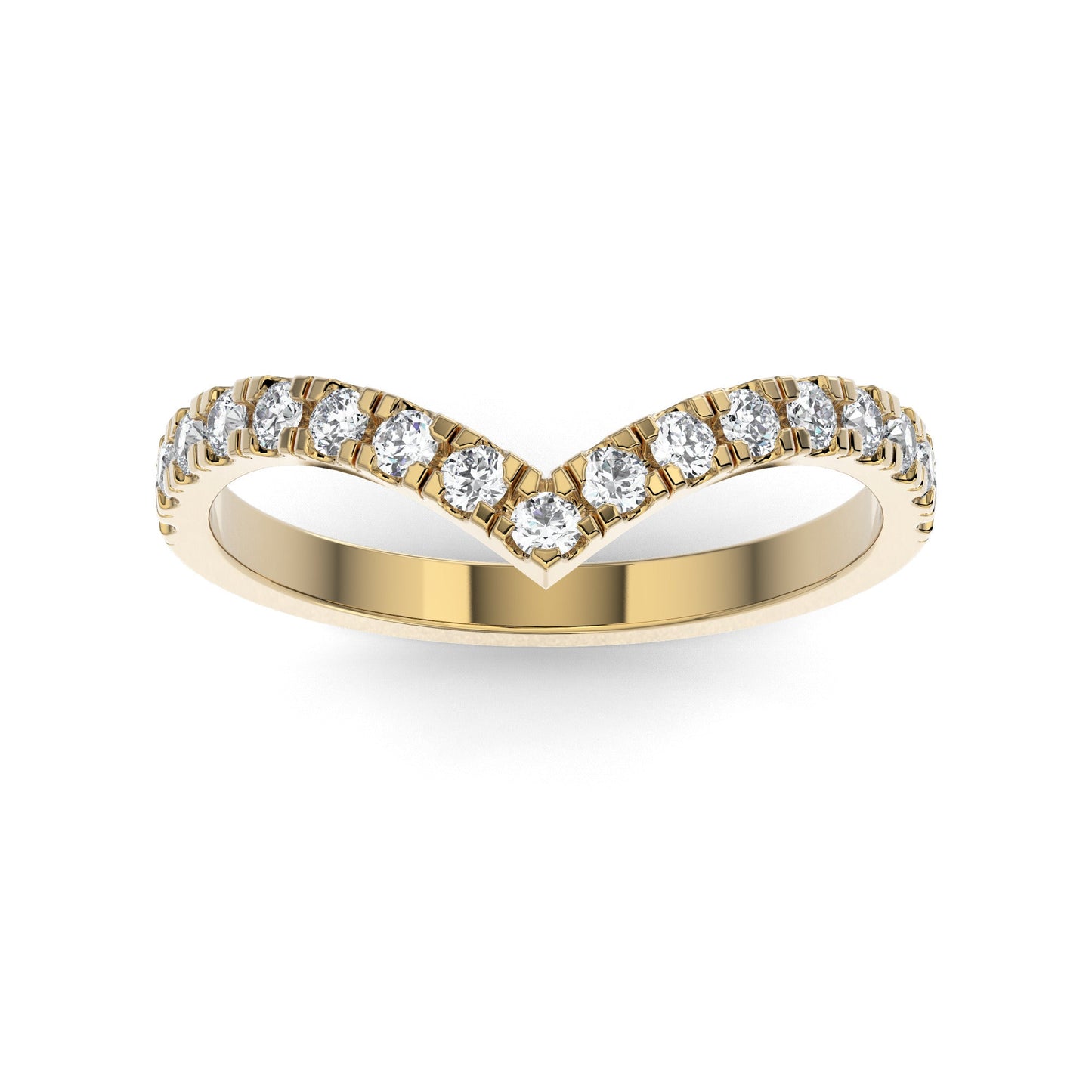 18K Yellow Gold Contour Half Shank Lab Grown Diamond Wedding Band