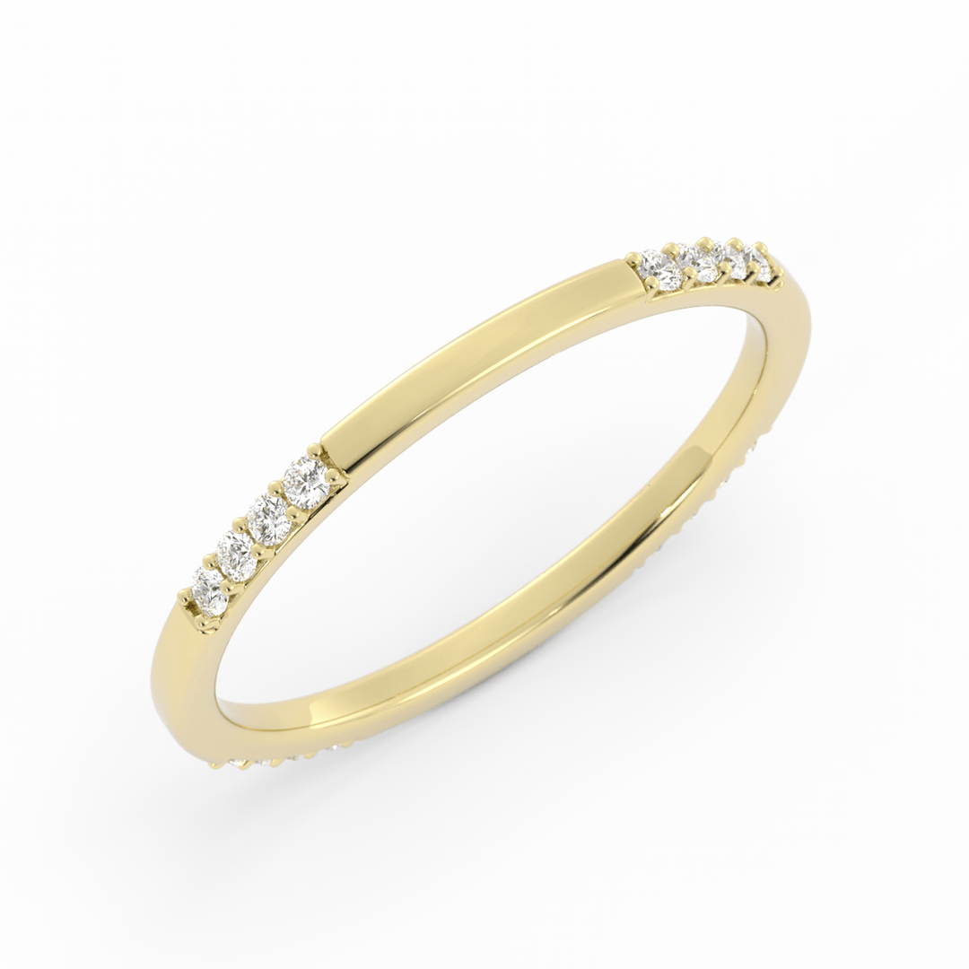 18K Yellow Gold Round 16 Grouped Natural Diamond Wedding Band