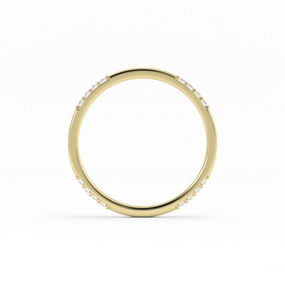 18K Yellow Gold Round 16 Grouped Natural Diamond Wedding Band
