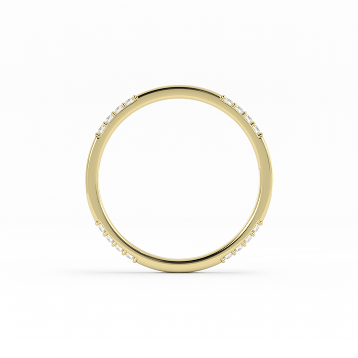 18K Yellow Gold Round 16 Grouped Natural Diamond Wedding Band