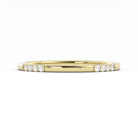 18K Yellow Gold Round 16 Grouped Natural Diamond Wedding Band