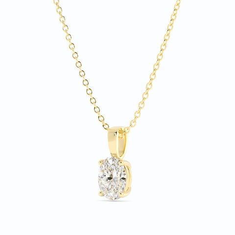 1.0ct Moissanite Solitaire Oval 18K Yellow Gold Necklace