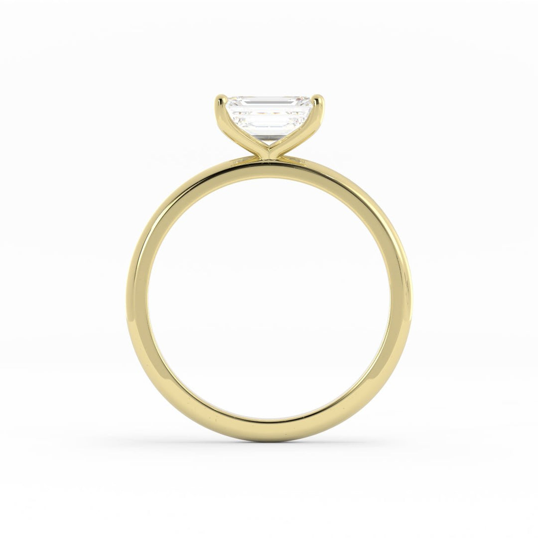 1.0ct Moissanite Emerald East West 18K Yellow Gold Engagement Ring