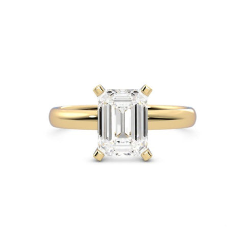 1.67ct Moissanite Emerald Solitaire 18K Yellow Gold Engagement Ring