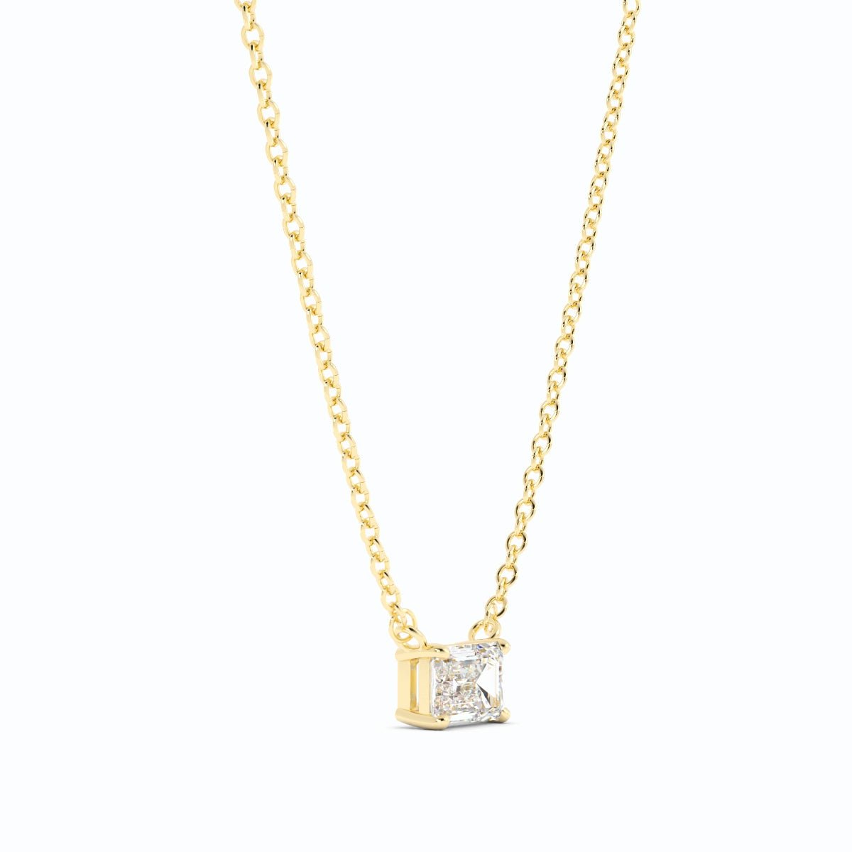 0.5ct Lab Grown Diamond Petite Emerald Cut Solitaire 18K Yellow Gold Necklace