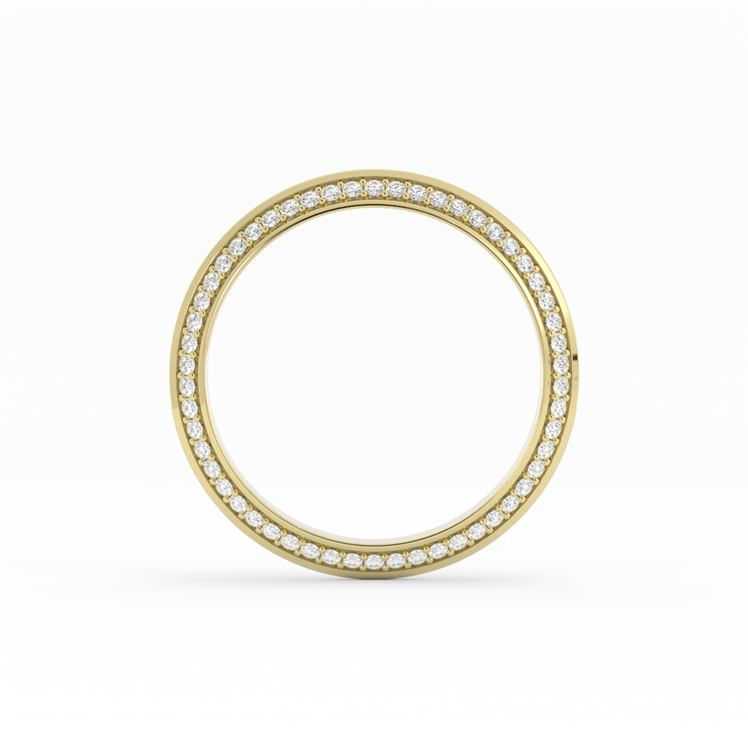 18K Yellow Gold Round Double Knife Edge Lab Grown Diamond Wedding Band