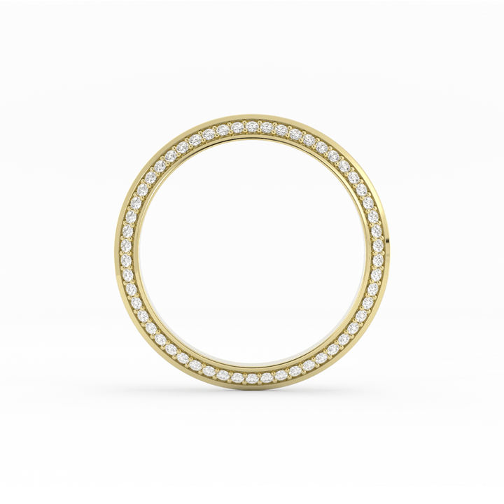 18K Yellow Gold Round Double Knife Edge Lab Grown Diamond Wedding Band