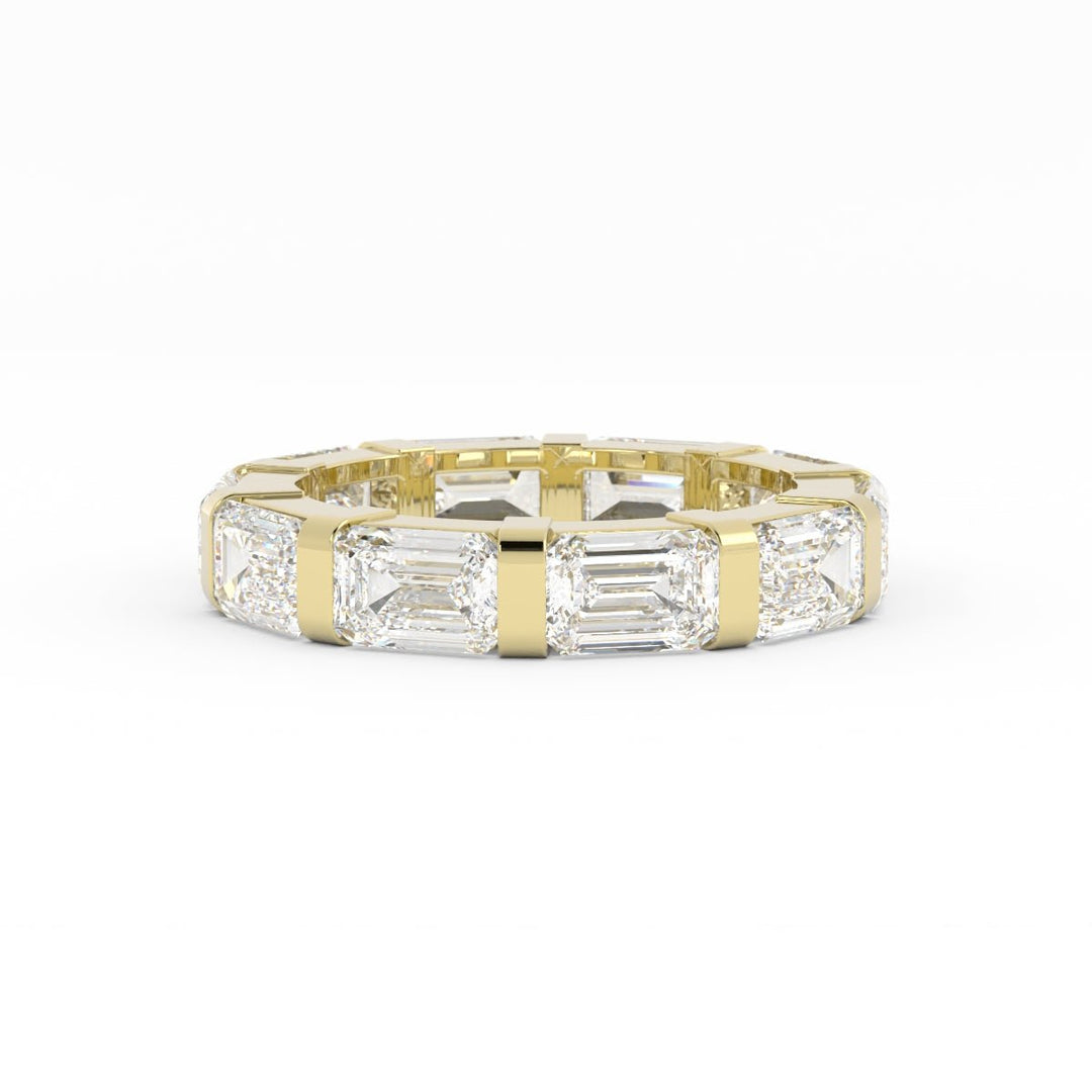 18K Yellow Gold Lab Grown Emerald Cut Eternity 4mm Wedding Band