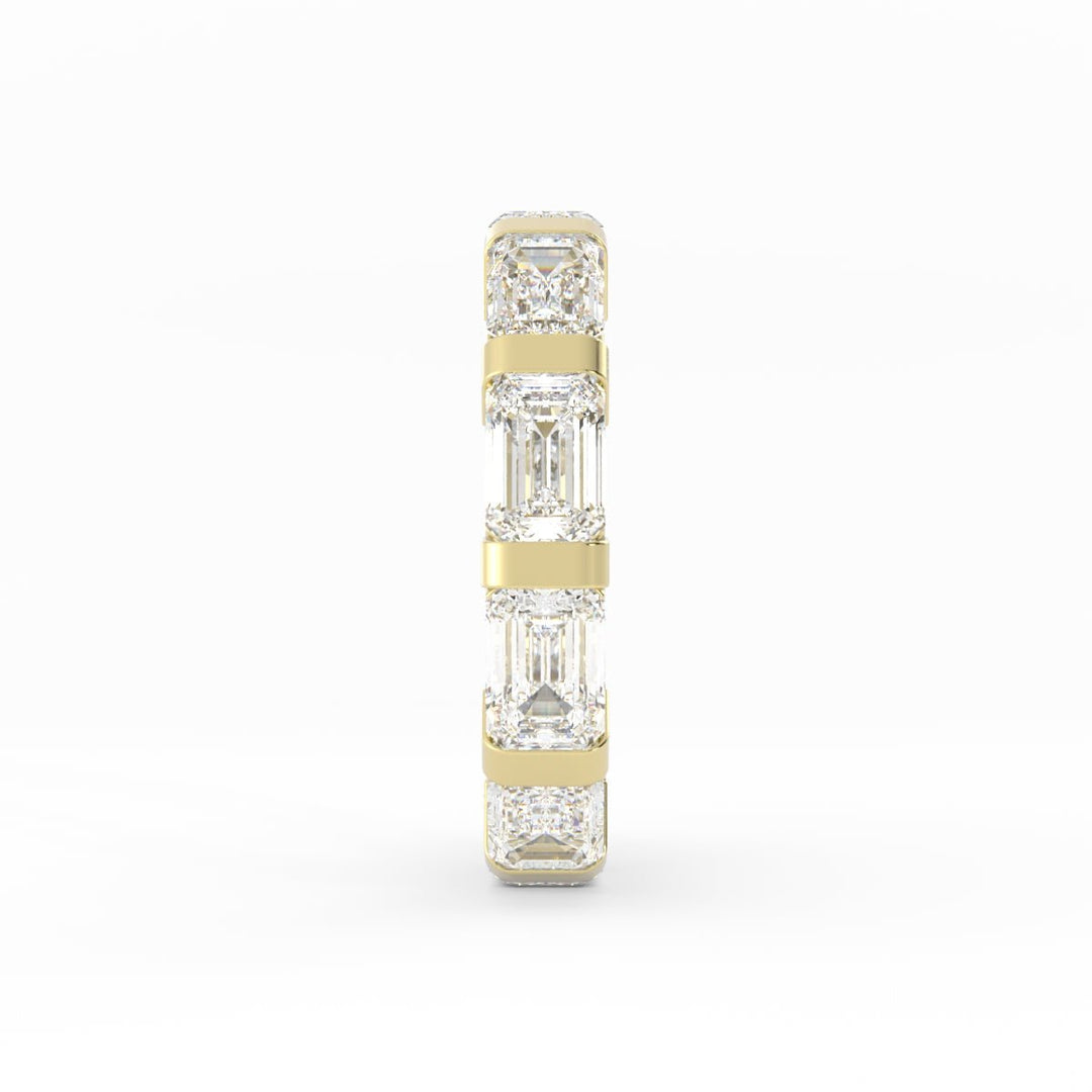 18K Yellow Gold Lab Grown Emerald Cut Eternity 4mm Wedding Band