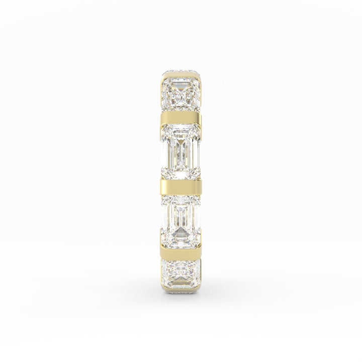 18K Yellow Gold Lab Grown Emerald Cut Eternity 4mm Wedding Band
