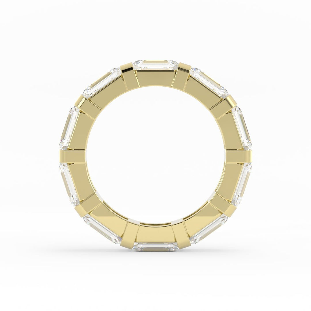 18K Yellow Gold Lab Grown Emerald Cut Eternity 4mm Wedding Band