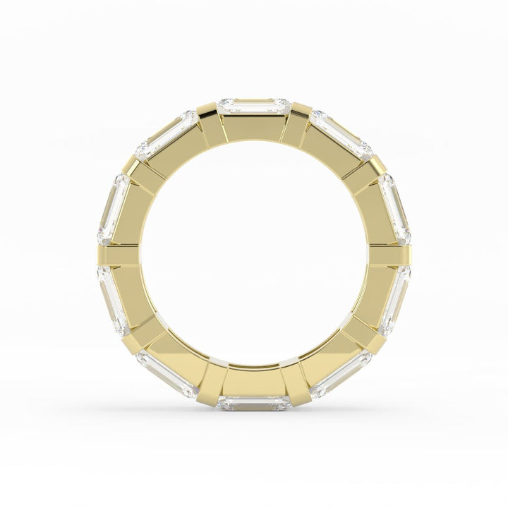 18K Yellow Gold Lab Grown Emerald Cut Eternity 4mm Wedding Band
