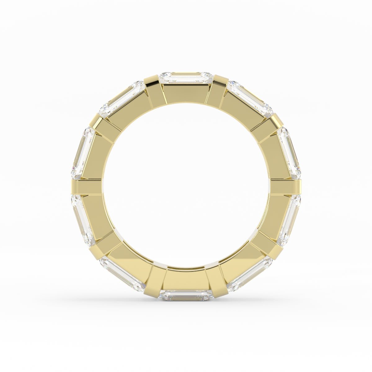 18K Yellow Gold Lab Grown Emerald Cut Eternity 4mm Wedding Band