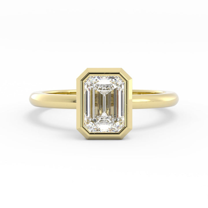 1.0ct Moissanite Emerald North South Solitaire 18K Yellow Gold Engagement Ring