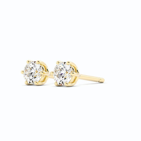 0.25ct Lab Grown Diamond Round 4mm Stud 18K Yellow Gold Earring