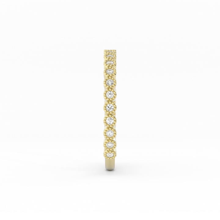 18K Yellow Gold Round Three Quarter Milgrain Lab Grown Diamond Wedding Band
