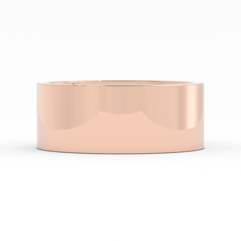 18K Rose Gold 8mm Flat Comfort Fit Wedding Band