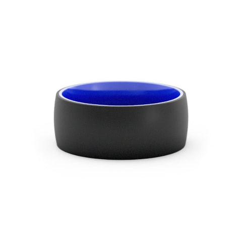 Two-Tone Black Tungsten/Blue Ceramic 8mm Wedding Band