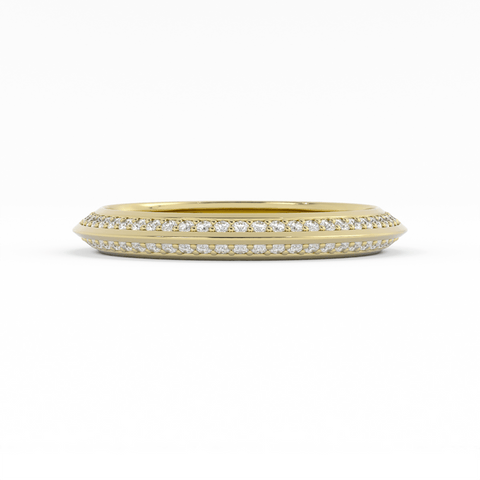 14K Yellow Gold Round Double Knife Edge Natural Diamond Wedding Band