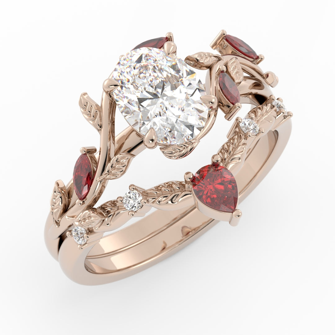 10K Rose, Ruby Melee, Lab Grown Diamond Center, Custom Engagement Ring