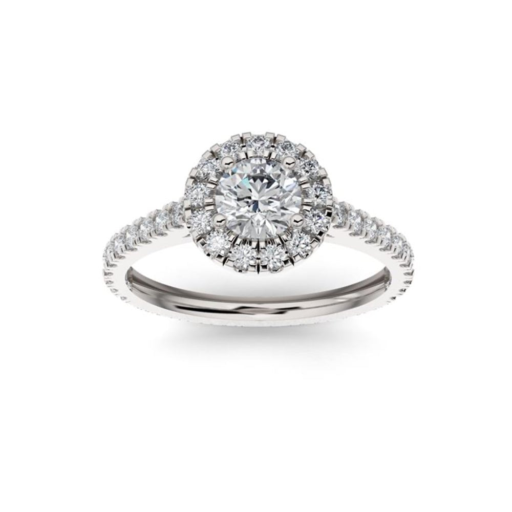 0.5ct Lab Grown Diamond Pave Halo, Accent Platinum Engagement Ring