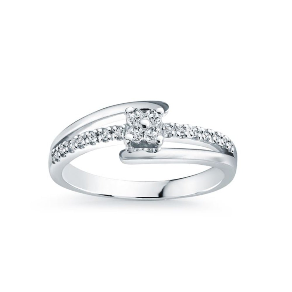 0.015ct Lab Grown Diamond Pave Accent 10K White Gold Engagement Ring