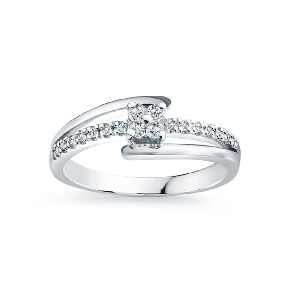 0.015ct Lab Grown Diamond Pave Accent 14K White Gold Engagement Ring