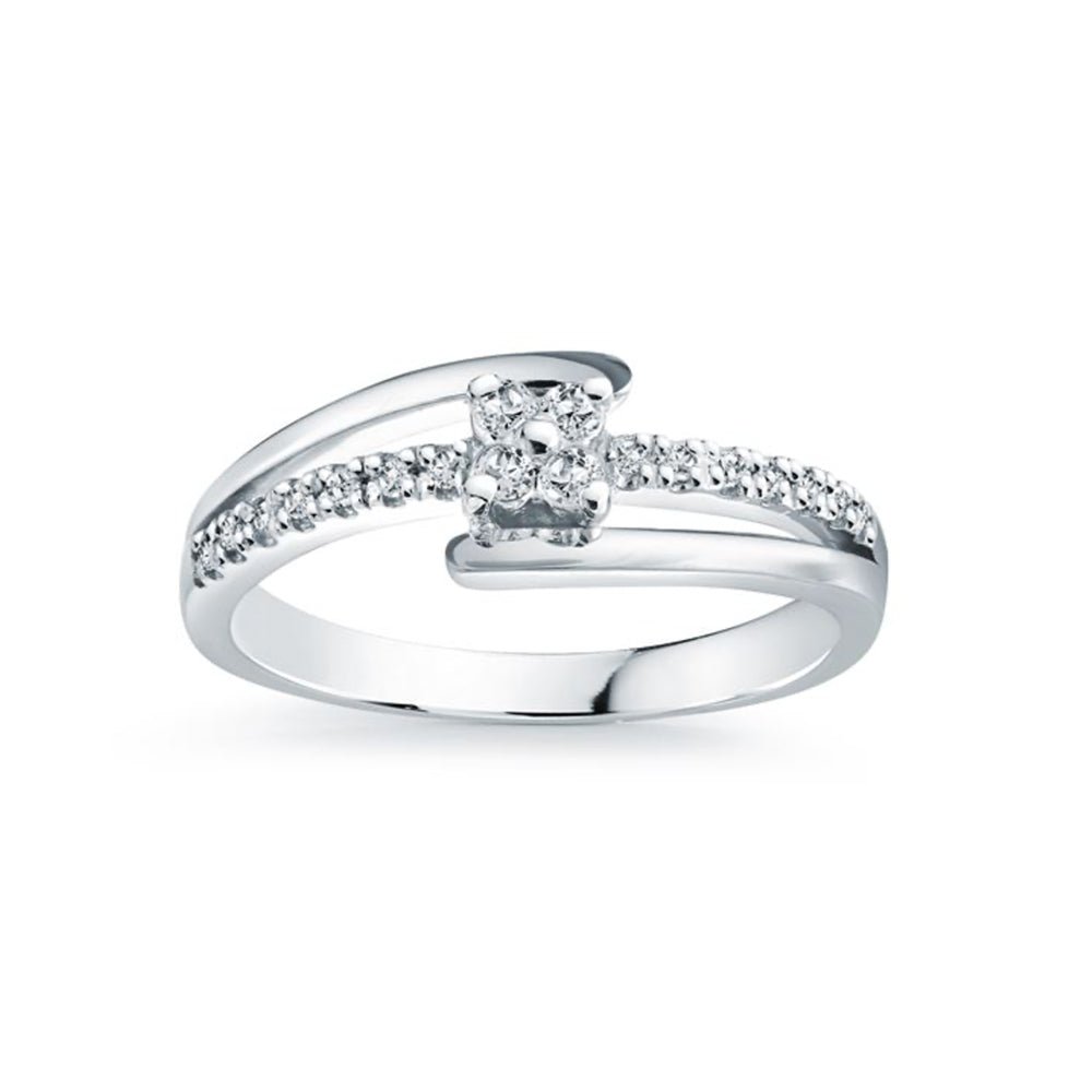 Lab-Grown Diamond Cluster Bypass Engagement Ring in 18K White Gold