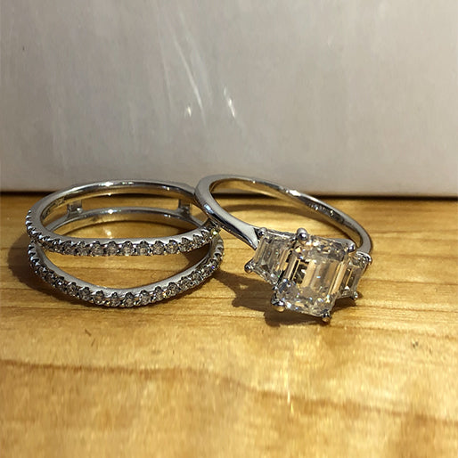 14K White Gold Customer Wedding Band and Engagement Ring