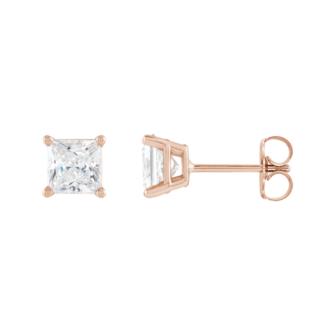 Princess-Cut Diamond Stud Earrings