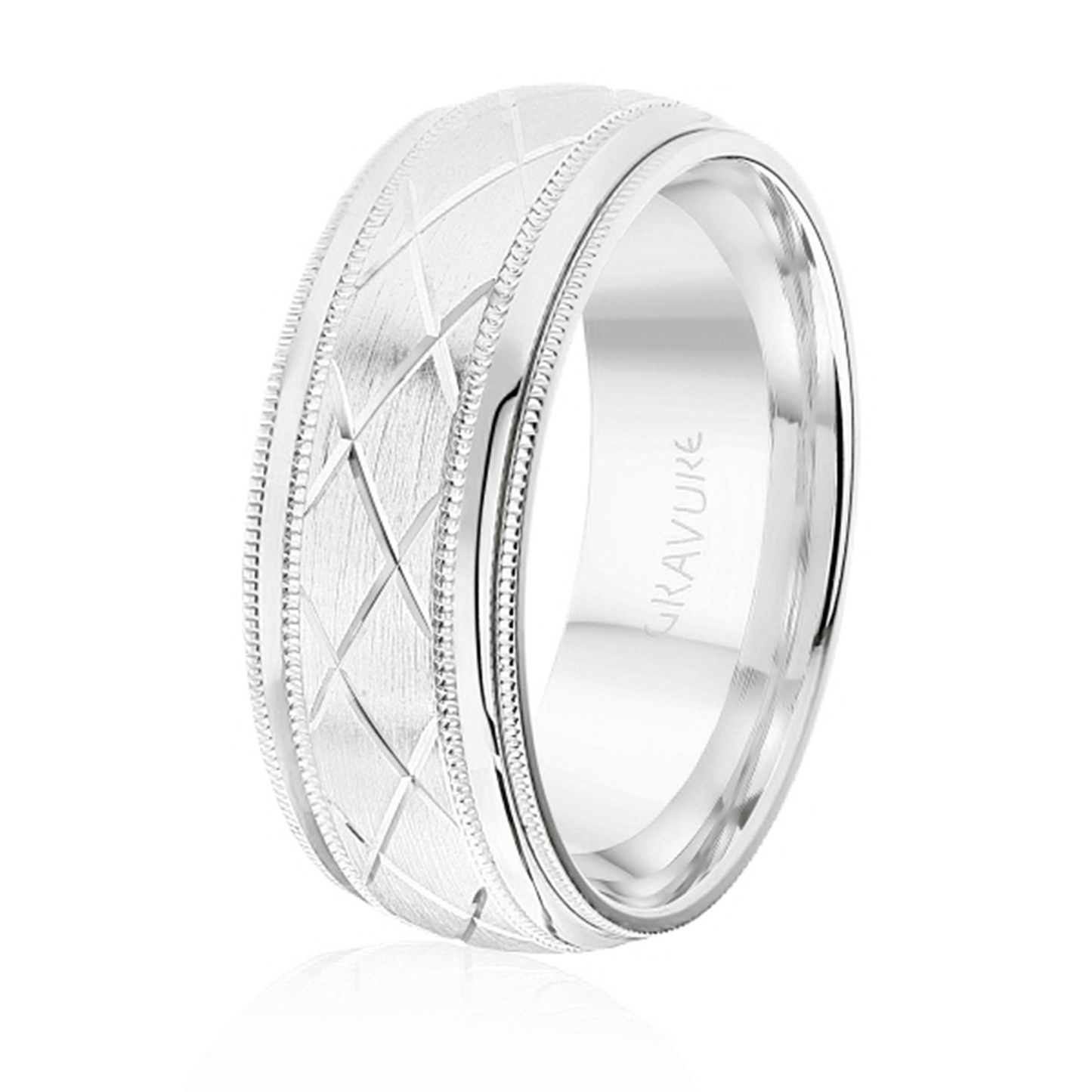 Satin Milgrain Lattice Pattern 8mm Band