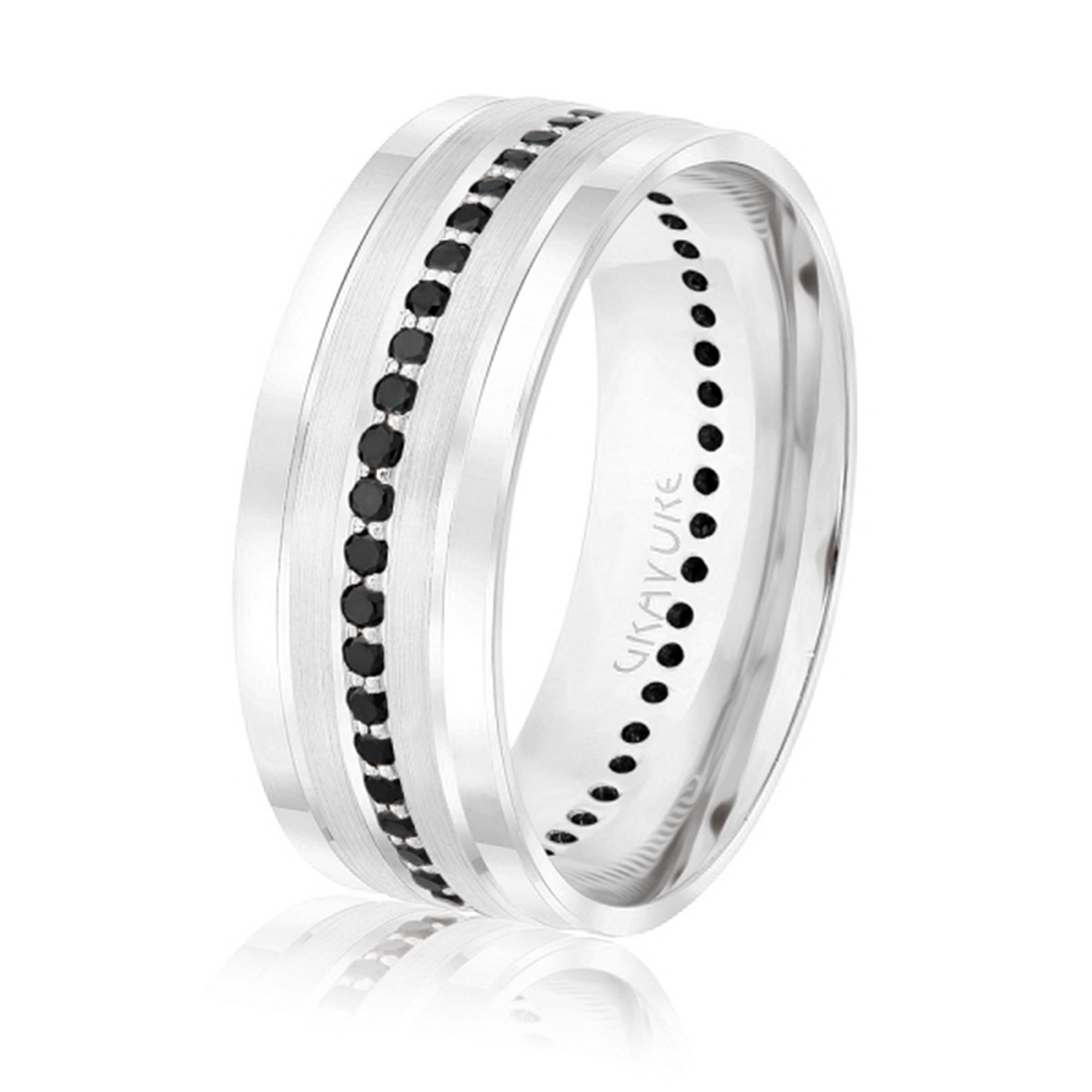 Raised satin finish with stone detail center