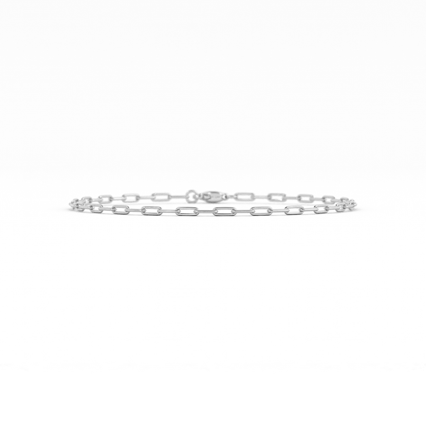 14K White Gold Paperclip Bracelet