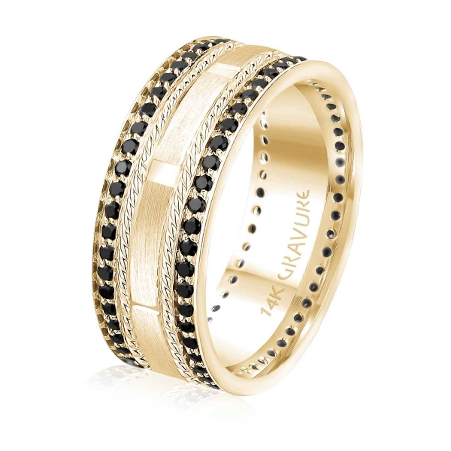 Satin black diamond eternity men's band