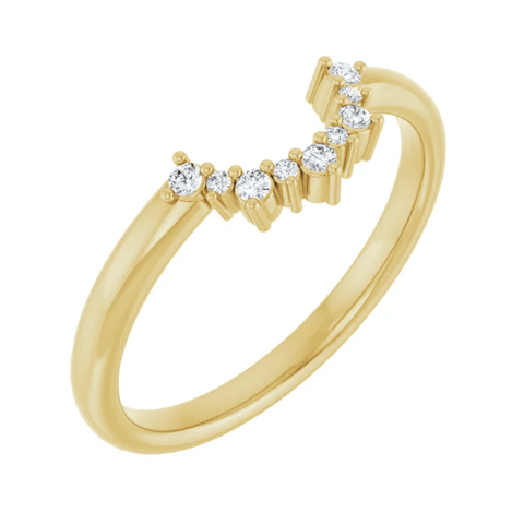 14K Yellow Gold Alternating Stone Contour Wedding Band