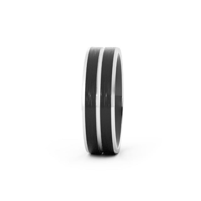Two-Tone Black/White Cobalt 6mm Wedding Band